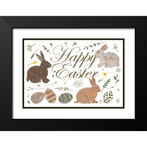 Happy Bunny Day Collection A Black Modern Wood Framed Art Print with Double Matting by Wang, Melissa