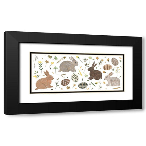 Happy Bunny Day Collection D Black Modern Wood Framed Art Print with Double Matting by Wang, Melissa