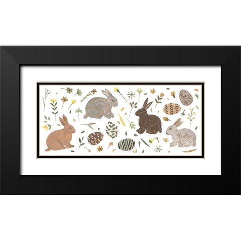 Happy Bunny Day Collection D Black Modern Wood Framed Art Print with Double Matting by Wang, Melissa