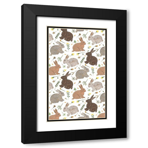 Happy Bunny Day Collection E Black Modern Wood Framed Art Print with Double Matting by Wang, Melissa