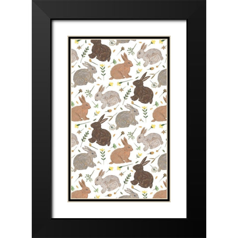 Happy Bunny Day Collection E Black Modern Wood Framed Art Print with Double Matting by Wang, Melissa