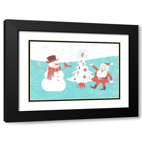 Mid-Century Christmas Collection A Black Modern Wood Framed Art Print with Double Matting by Green, Jacob