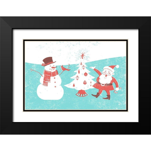Mid-Century Christmas Collection A Black Modern Wood Framed Art Print with Double Matting by Green, Jacob