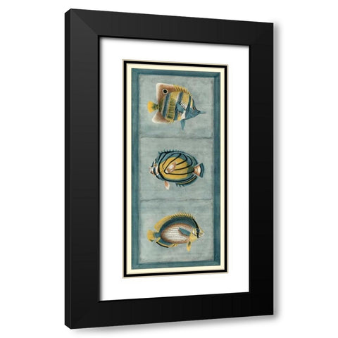 Tropical Fish Trio I Black Modern Wood Framed Art Print with Double Matting by Vision Studio