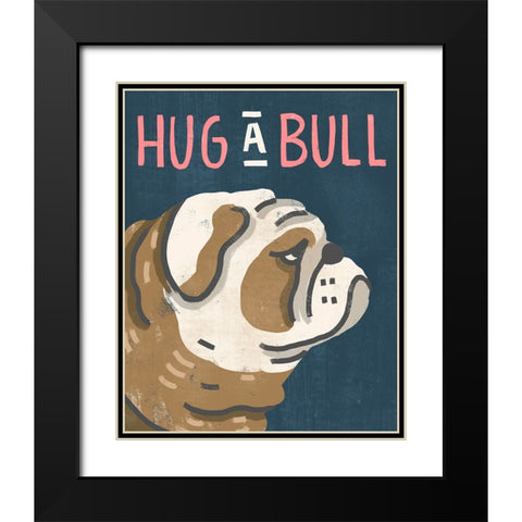 Hug A Bull Black Modern Wood Framed Art Print with Double Matting by Inner Circle
