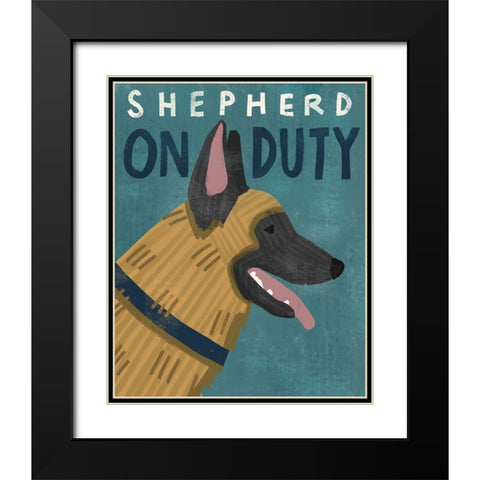 Shepherd On Duty Black Modern Wood Framed Art Print with Double Matting by Inner Circle
