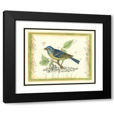 Bird and Wildflowers I Black Modern Wood Framed Art Print with Double Matting by Goldberger, Jennifer