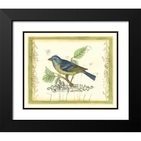 Bird and Wildflowers I Black Modern Wood Framed Art Print with Double Matting by Goldberger, Jennifer