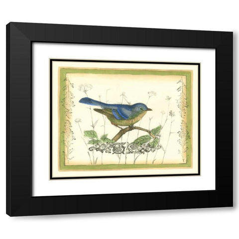 Bird and Wildflowers II Black Modern Wood Framed Art Print with Double Matting by Goldberger, Jennifer