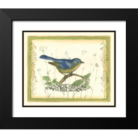 Bird and Wildflowers II Black Modern Wood Framed Art Print with Double Matting by Goldberger, Jennifer