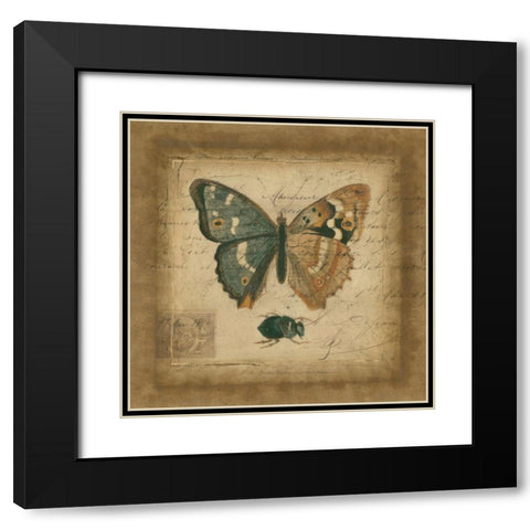 Postscript Butterfly I Black Modern Wood Framed Art Print with Double Matting by Vision Studio