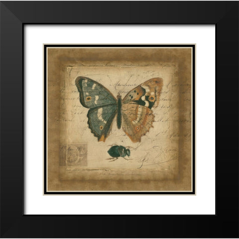 Postscript Butterfly I Black Modern Wood Framed Art Print with Double Matting by Vision Studio