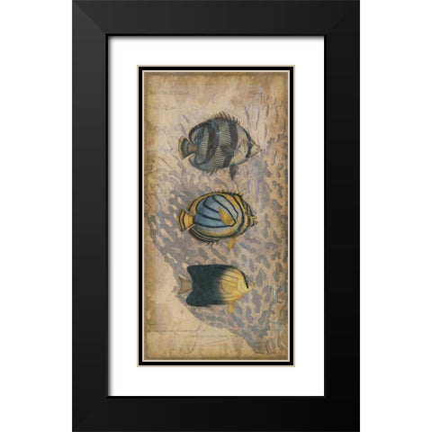 Ocean Trilogy I Black Modern Wood Framed Art Print with Double Matting by Vision Studio