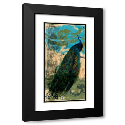 Rustic Peacock I Black Modern Wood Framed Art Print with Double Matting by Goldberger, Jennifer