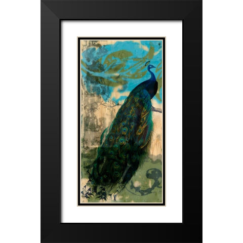 Rustic Peacock I Black Modern Wood Framed Art Print with Double Matting by Goldberger, Jennifer