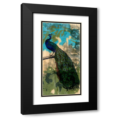 Rustic Peacock II Black Modern Wood Framed Art Print with Double Matting by Goldberger, Jennifer