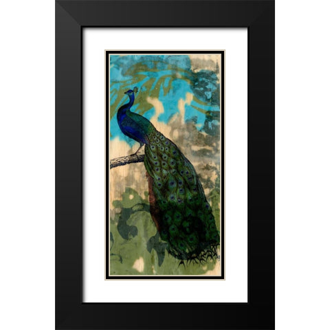 Rustic Peacock II Black Modern Wood Framed Art Print with Double Matting by Goldberger, Jennifer