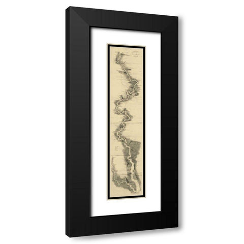 Panoramic Map of the Thames Black Modern Wood Framed Art Print with Double Matting by Tombleson