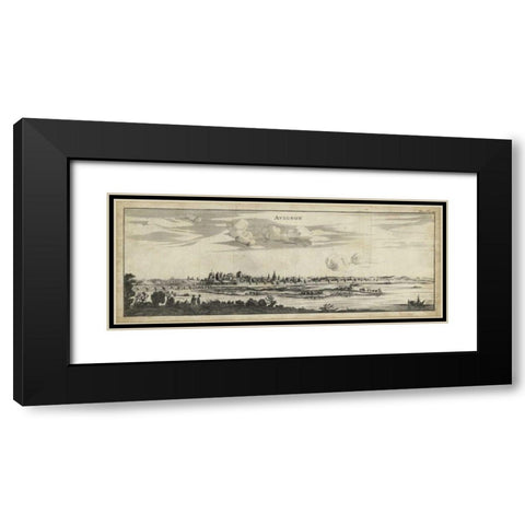 View of Avignon Black Modern Wood Framed Art Print with Double Matting by Unknown