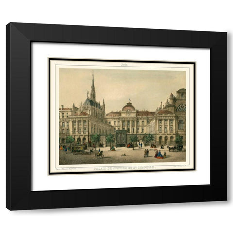 Palais De Justice Black Modern Wood Framed Art Print with Double Matting by Unknown