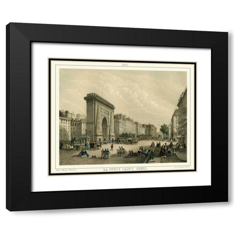 La Porte Saint Denis Black Modern Wood Framed Art Print with Double Matting by Unknown
