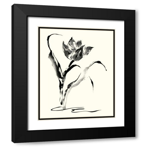 Studies in Ink - Tulip Black Modern Wood Framed Art Print with Double Matting by Rae, Nan