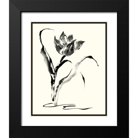Studies in Ink - Tulip Black Modern Wood Framed Art Print with Double Matting by Rae, Nan