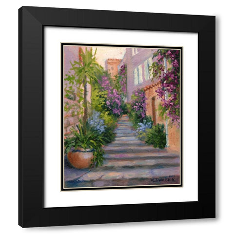 Stairway Of Flowers Black Modern Wood Framed Art Print with Double Matting by Weber, Mary Jean