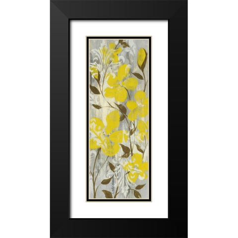 Buttercups on Grey II Black Modern Wood Framed Art Print with Double Matting by Goldberger, Jennifer