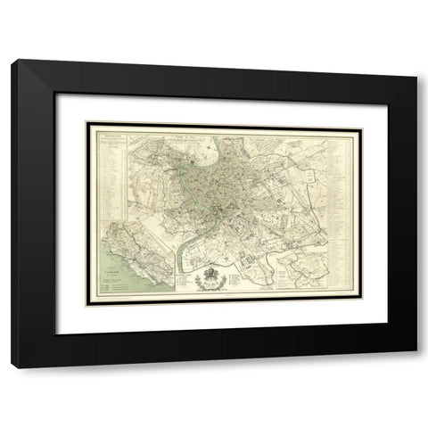 Landmarks of Rome Black Modern Wood Framed Art Print with Double Matting by Benoist, Felix