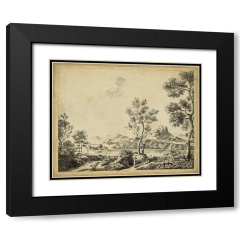 Classical Landscape II Black Modern Wood Framed Art Print with Double Matting by Pinelli, B.