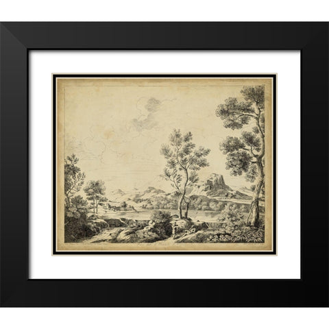Classical Landscape II Black Modern Wood Framed Art Print with Double Matting by Pinelli, B.
