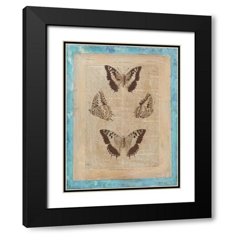 Bookplate Butterflies II Black Modern Wood Framed Art Print with Double Matting by Vision Studio