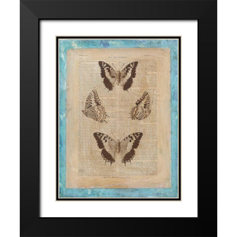 Bookplate Butterflies II Black Modern Wood Framed Art Print with Double Matting by Vision Studio