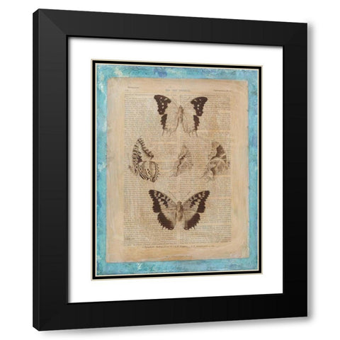Bookplate Butterflies IV Black Modern Wood Framed Art Print with Double Matting by Vision Studio