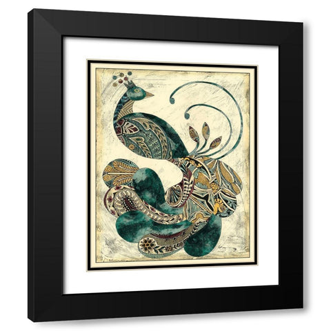 Royal Peacock I Black Modern Wood Framed Art Print with Double Matting by Zarris, Chariklia