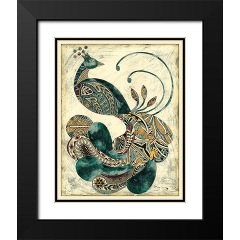 Royal Peacock I Black Modern Wood Framed Art Print with Double Matting by Zarris, Chariklia