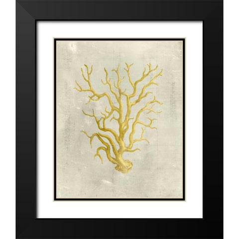 Coral in Mustard  Black Modern Wood Framed Art Print with Double Matting by Vision Studio