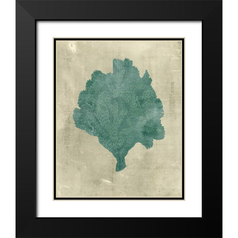 Coral in Teal Black Modern Wood Framed Art Print with Double Matting by Vision Studio