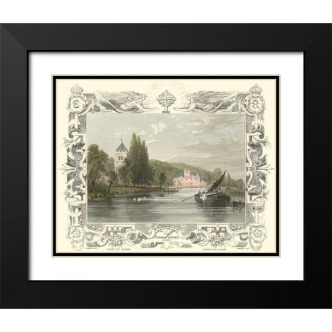 Bisham Abbey Black Modern Wood Framed Art Print with Double Matting by Tombleson