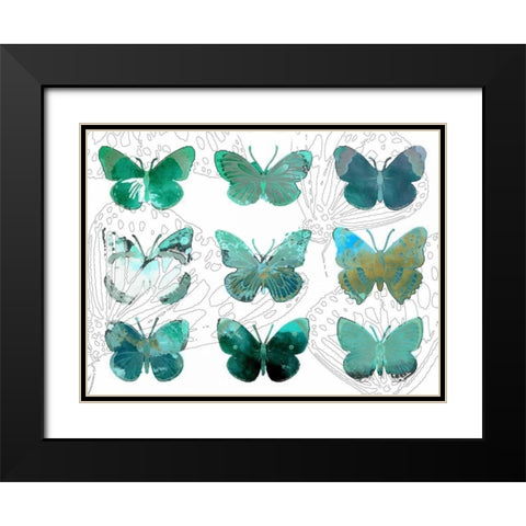 Layered Butterflies I Black Modern Wood Framed Art Print with Double Matting by Jasper, Sisa