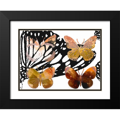 Layered Butterflies III Black Modern Wood Framed Art Print with Double Matting by Jasper, Sisa