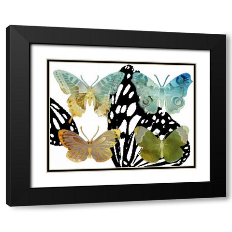 Layered Butterflies IV Black Modern Wood Framed Art Print with Double Matting by Jasper, Sisa