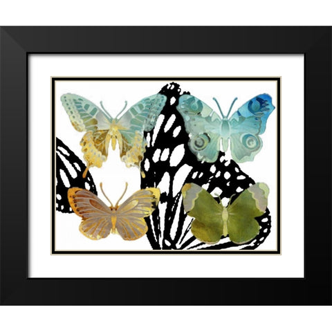 Layered Butterflies IV Black Modern Wood Framed Art Print with Double Matting by Jasper, Sisa
