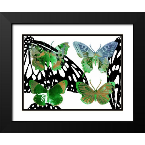 Layered Butterflies V Black Modern Wood Framed Art Print with Double Matting by Jasper, Sisa