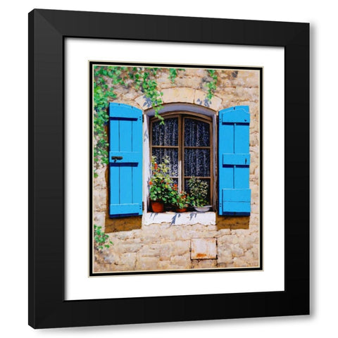 Blue Shutters Black Modern Wood Framed Art Print with Double Matting by Swanson, Michael