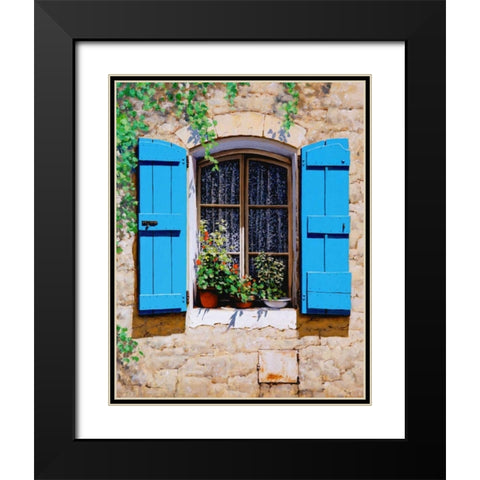 Blue Shutters Black Modern Wood Framed Art Print with Double Matting by Swanson, Michael