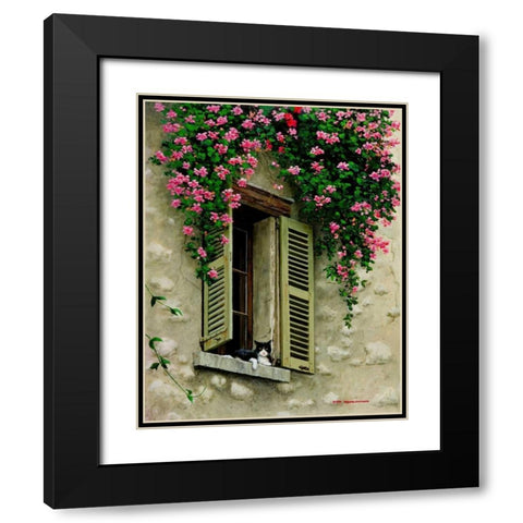 Le Chat Black Modern Wood Framed Art Print with Double Matting by Swanson, Michael