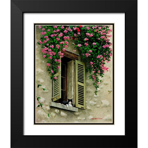Le Chat Black Modern Wood Framed Art Print with Double Matting by Swanson, Michael