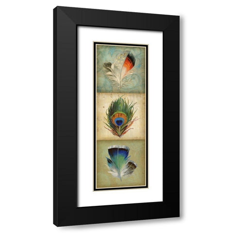 2-Up Feather Triptych I Black Modern Wood Framed Art Print with Double Matting by Goldberger, Jennifer